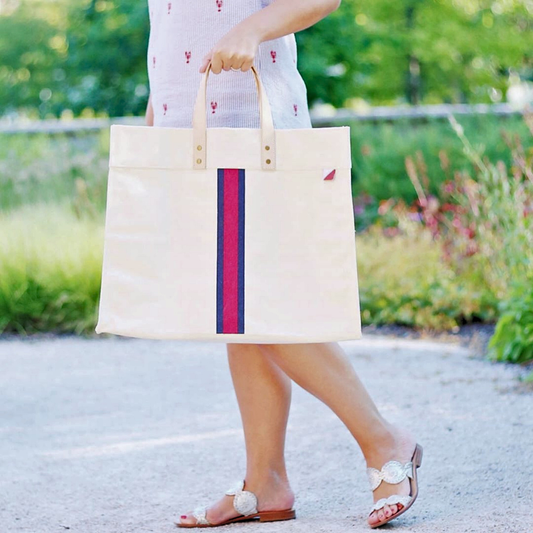 Striped Heavy Canvas Box Tote