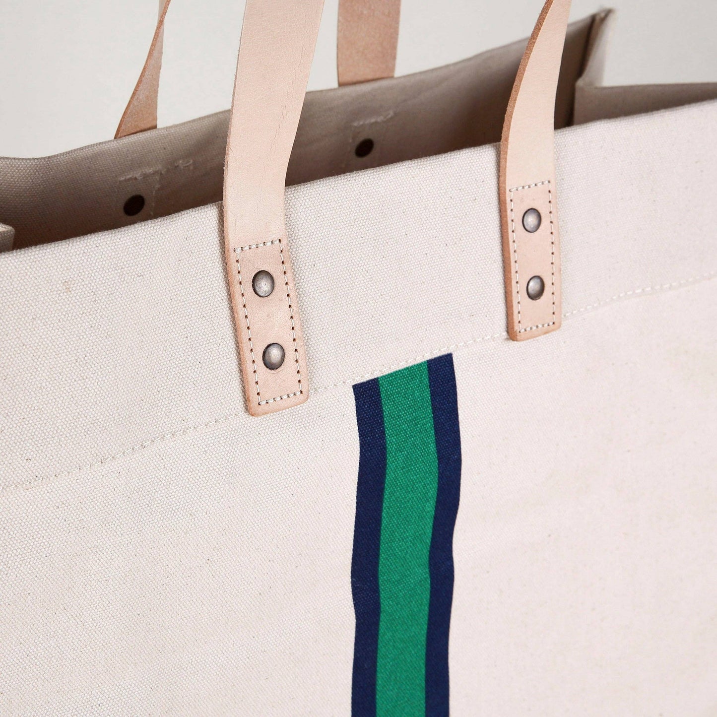 Striped Heavy Canvas Box Tote