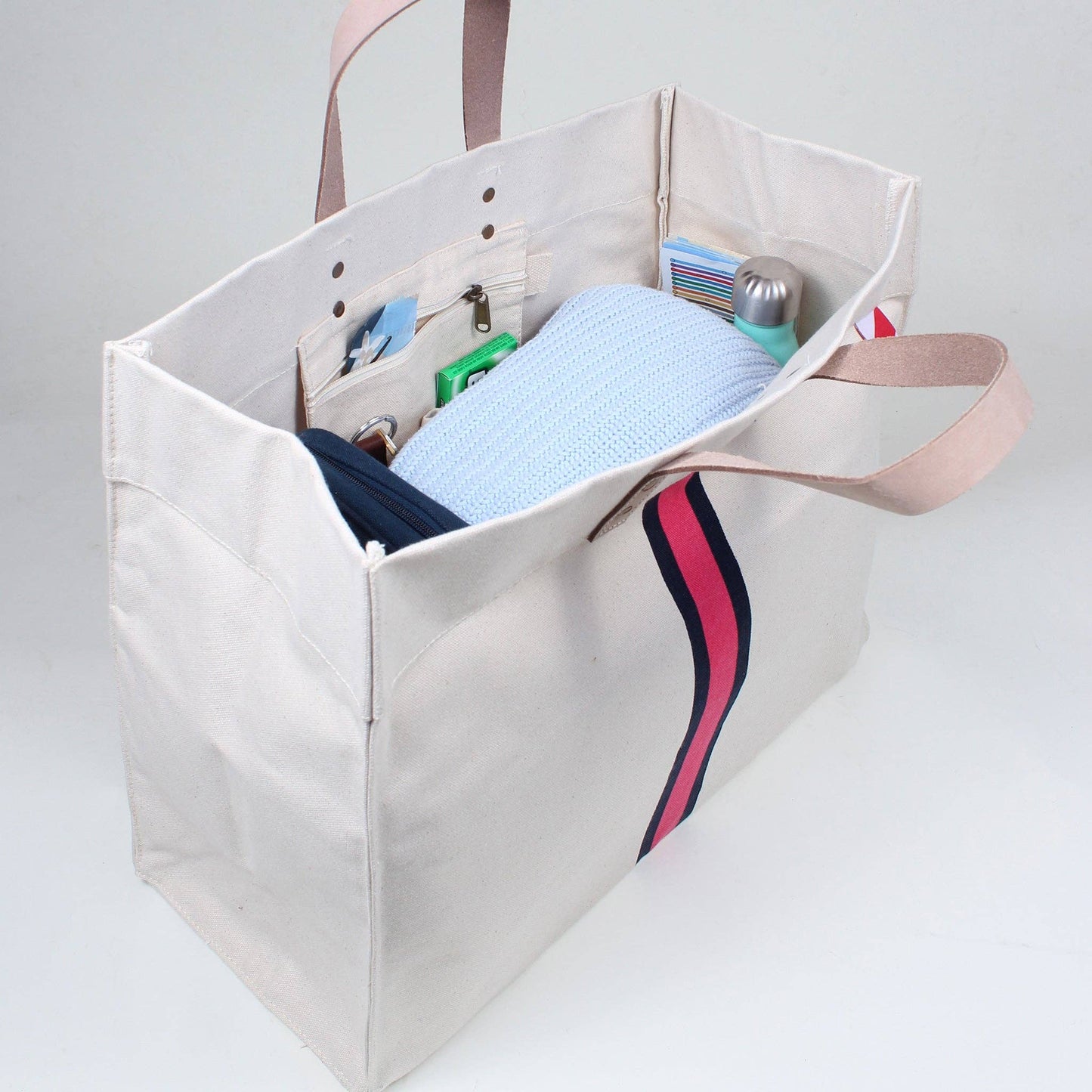 Striped Heavy Canvas Box Tote