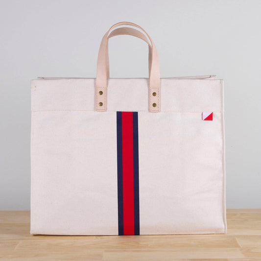 Striped Heavy Canvas Box Tote