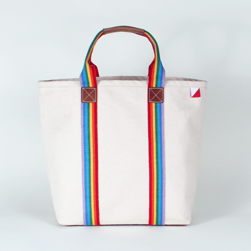 Society Tote Bag with Leather Rainbow